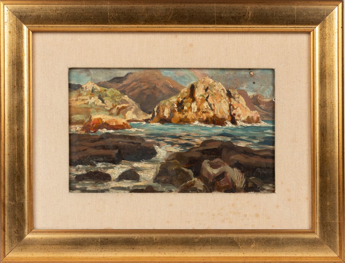 Max Roeder - Cammino lungo la costa, olio su tela
