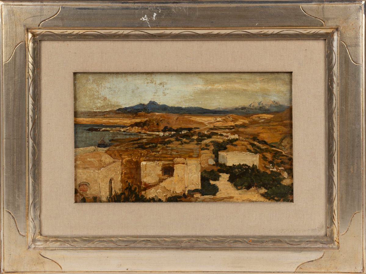 Max Roeder - Veduta costiera, olio su tela