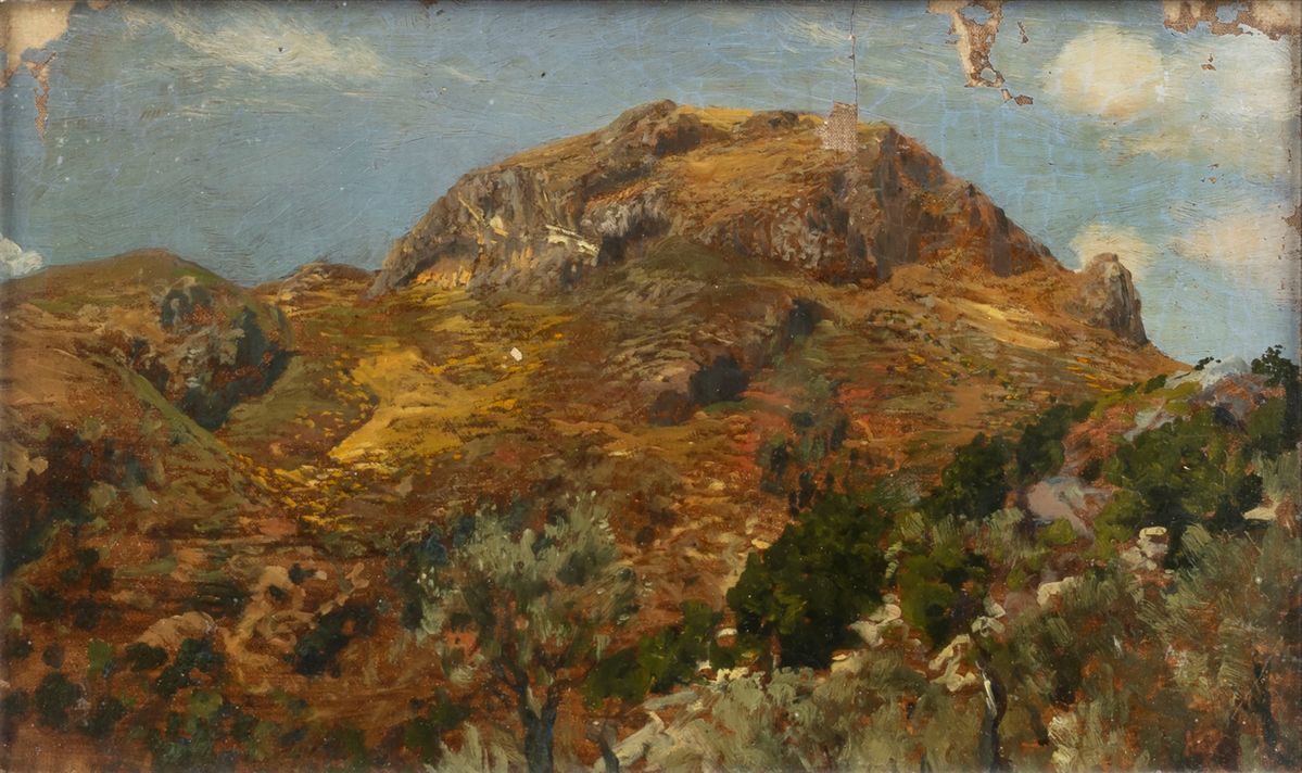 Max Roeder - Parco in autunno, olio su cartone