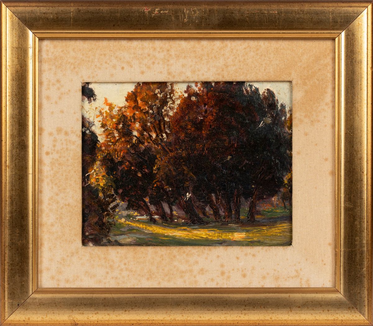 Max Roeder - Parco in autunno, olio su cartone
