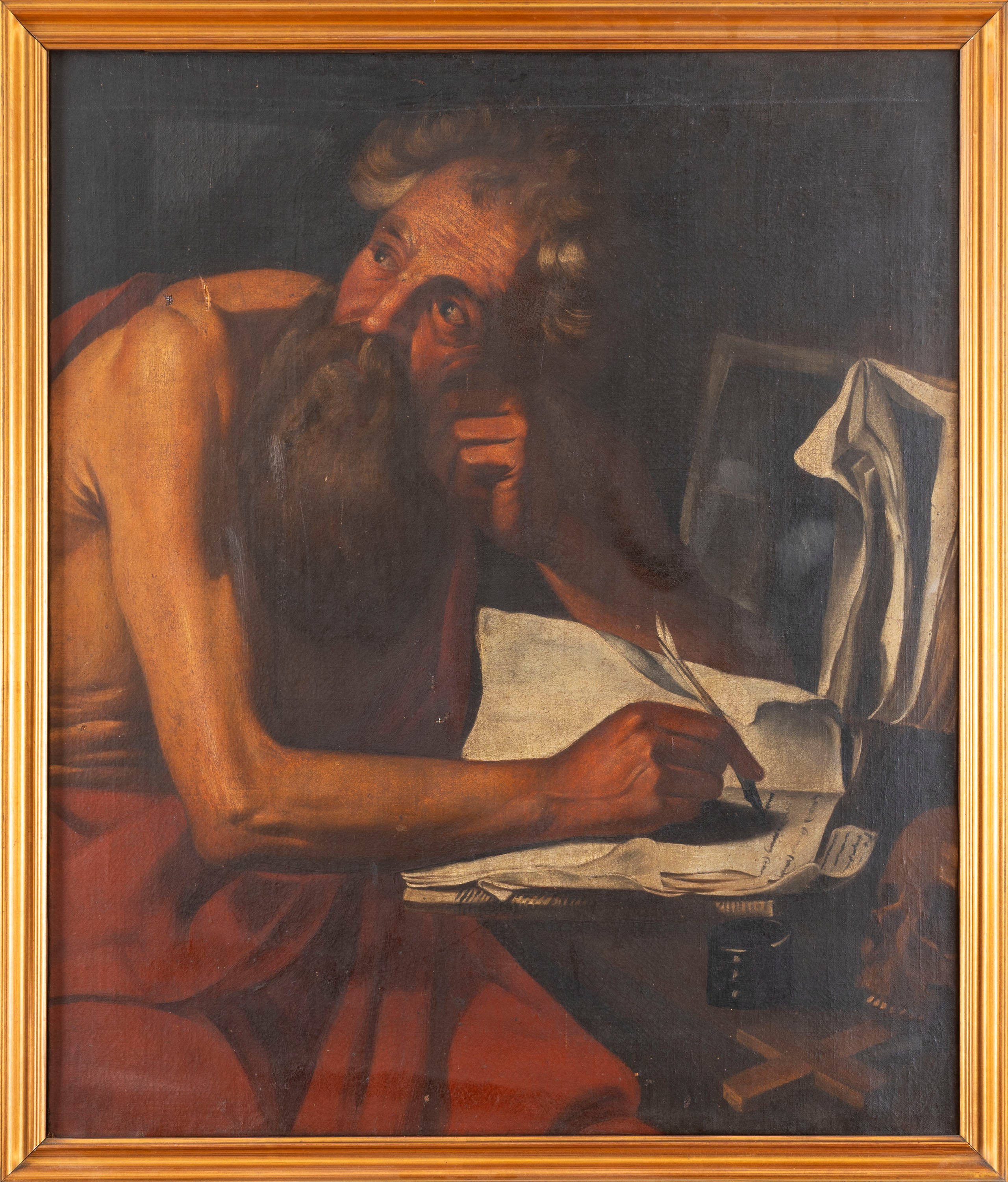 Scuola Genovese, Secolo XVII - Scuola genovese, San Girolamo nello studio, olio su tela