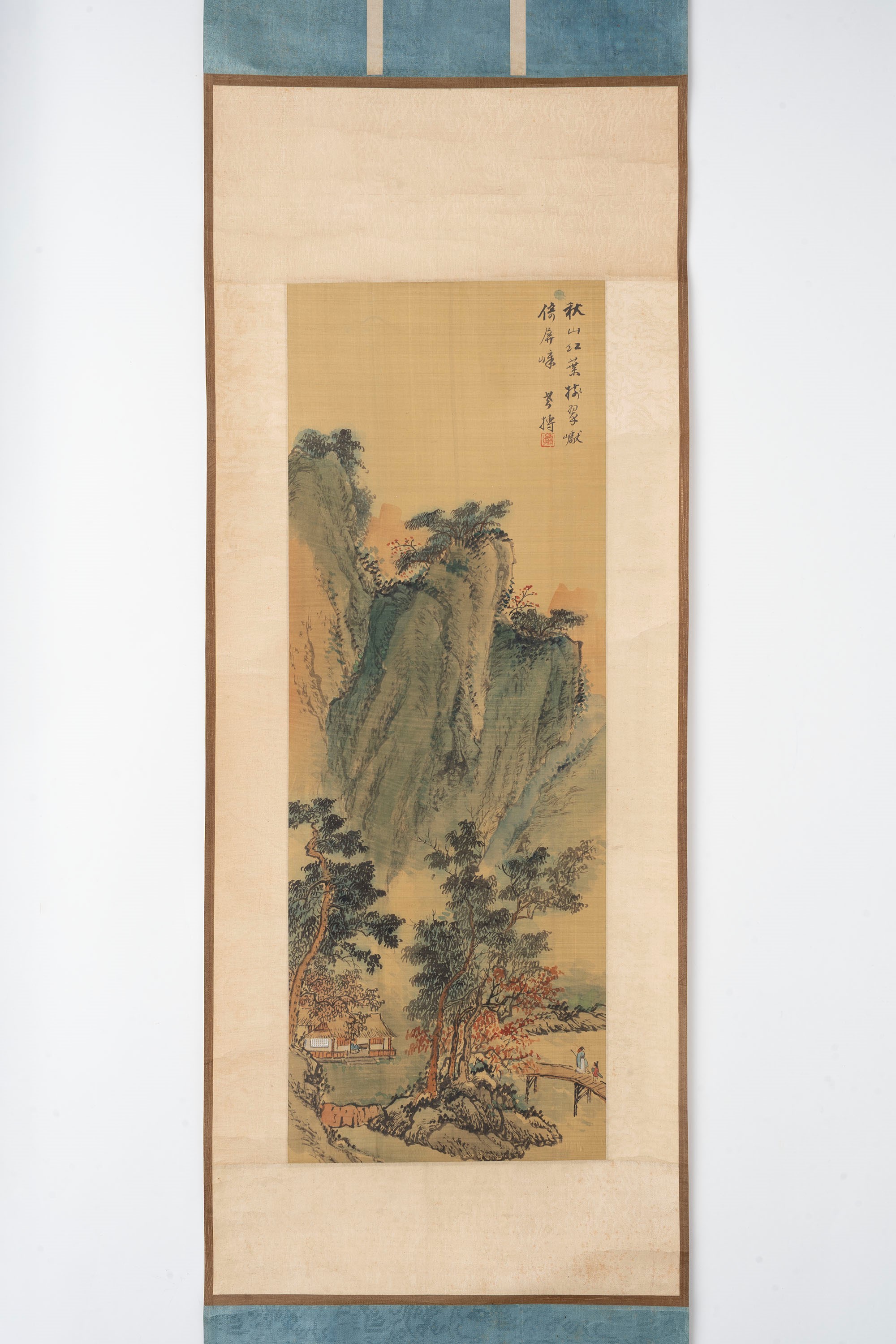 Tre Scroll Raffiguranti Paesaggi Montani con Case, Cina, Secolo XX