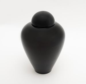  - Black glass vase with lid, Barovier and Toso Murano, 20th century