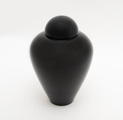 Vaso in Vetro Nero con Coperchio, Barovier e Toso Murano, Secolo XX