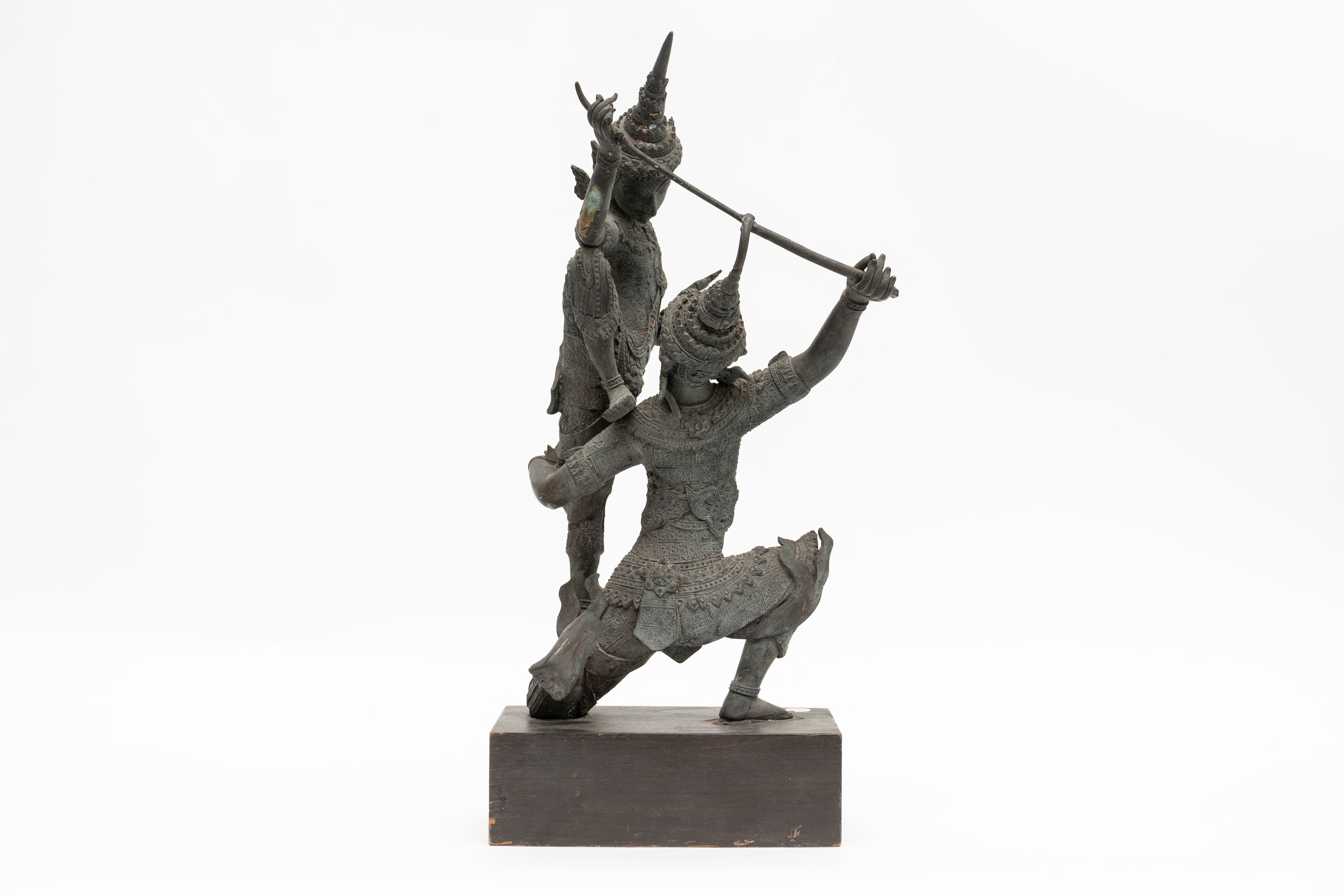Gruppo Scultoreo in Bronzo Raffigurante Guerrieri, Birmania Secolo XX