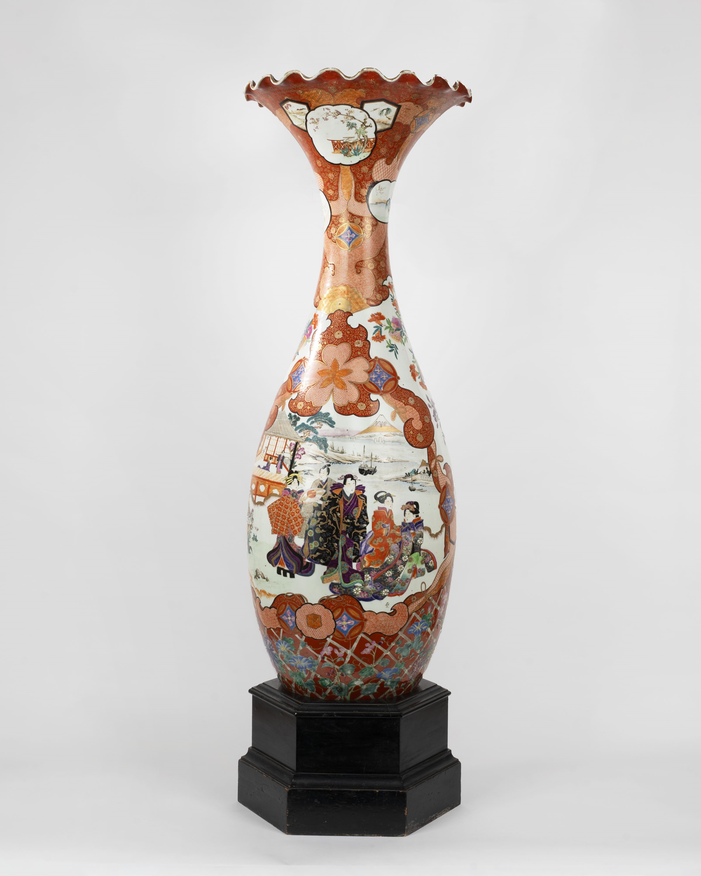 Grande Vaso in Porcellana Policroma Kutani, Giappone Periodo Meiji