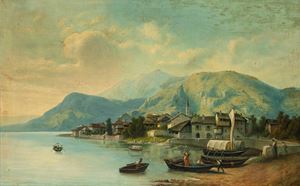 Scuola lombarda, secolo XIX - View of Omegna