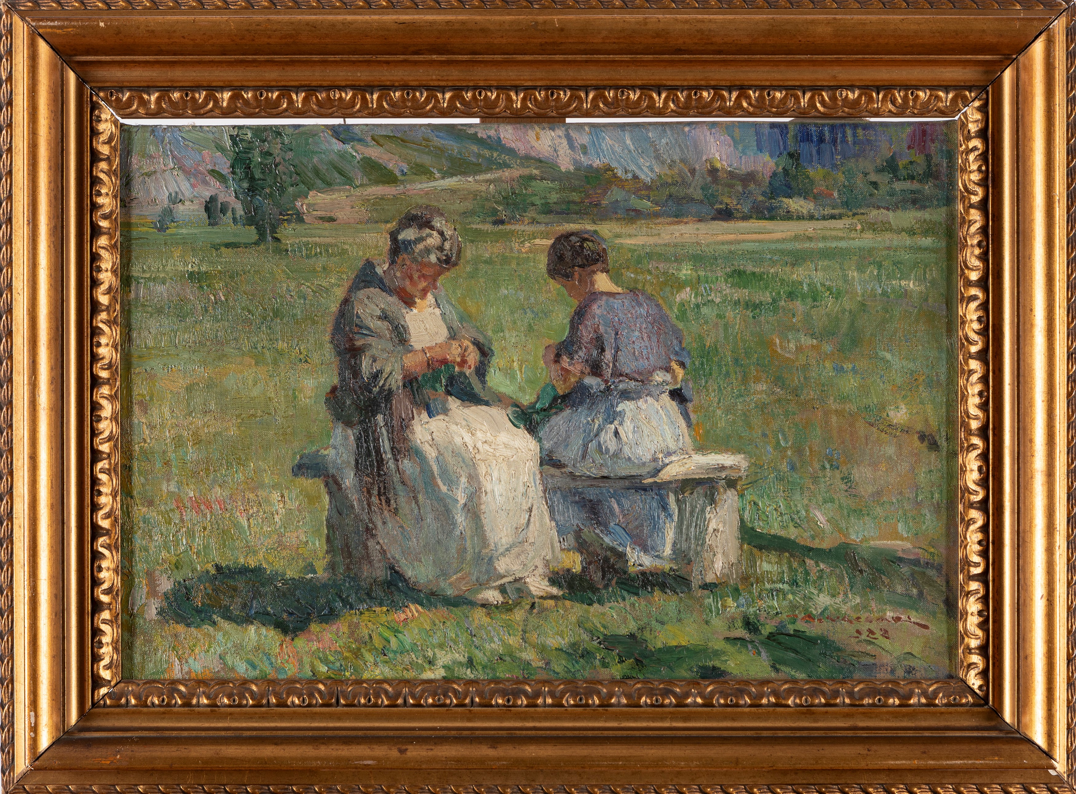Alfredo Vaccari - Il cucito, olio su tela, 1922