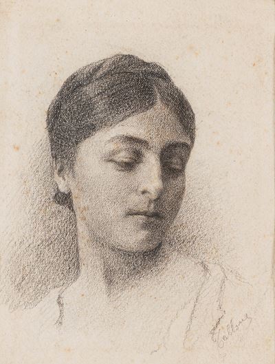 Ritratto di giovane donna, carboncino su carta