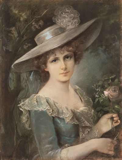 Autore ignoto, Ritratto di donna, pastelli colorati su carta