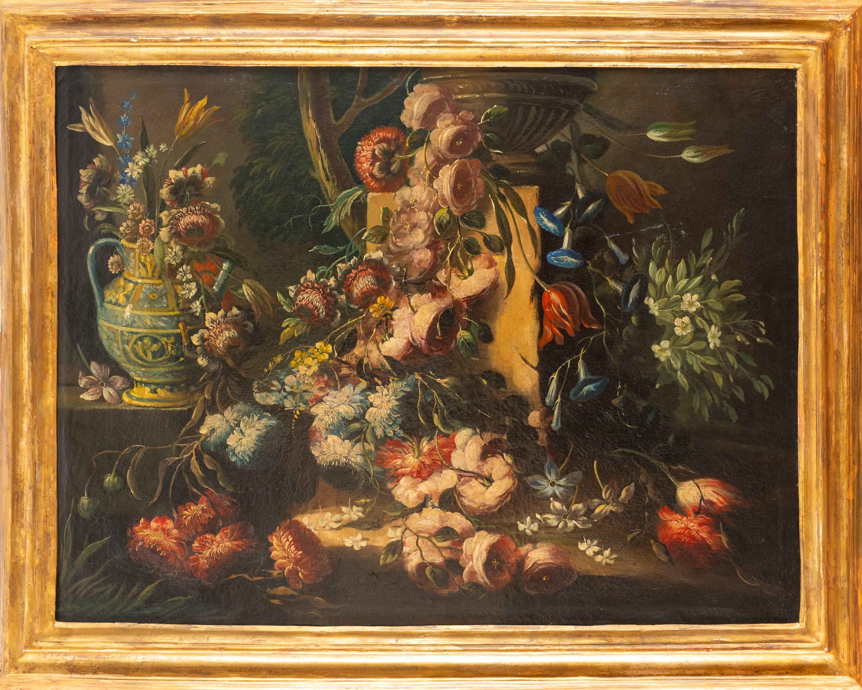 Scuola Emiliana, Secolo XVII - Autore anonimo, Trionfo di fiori, olio su tela