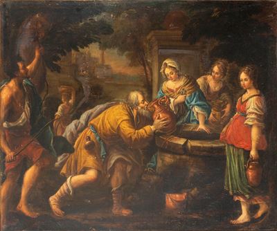 Rebecca al pozzo, olio su tela