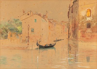 Canale veneziano, acquerello su carta