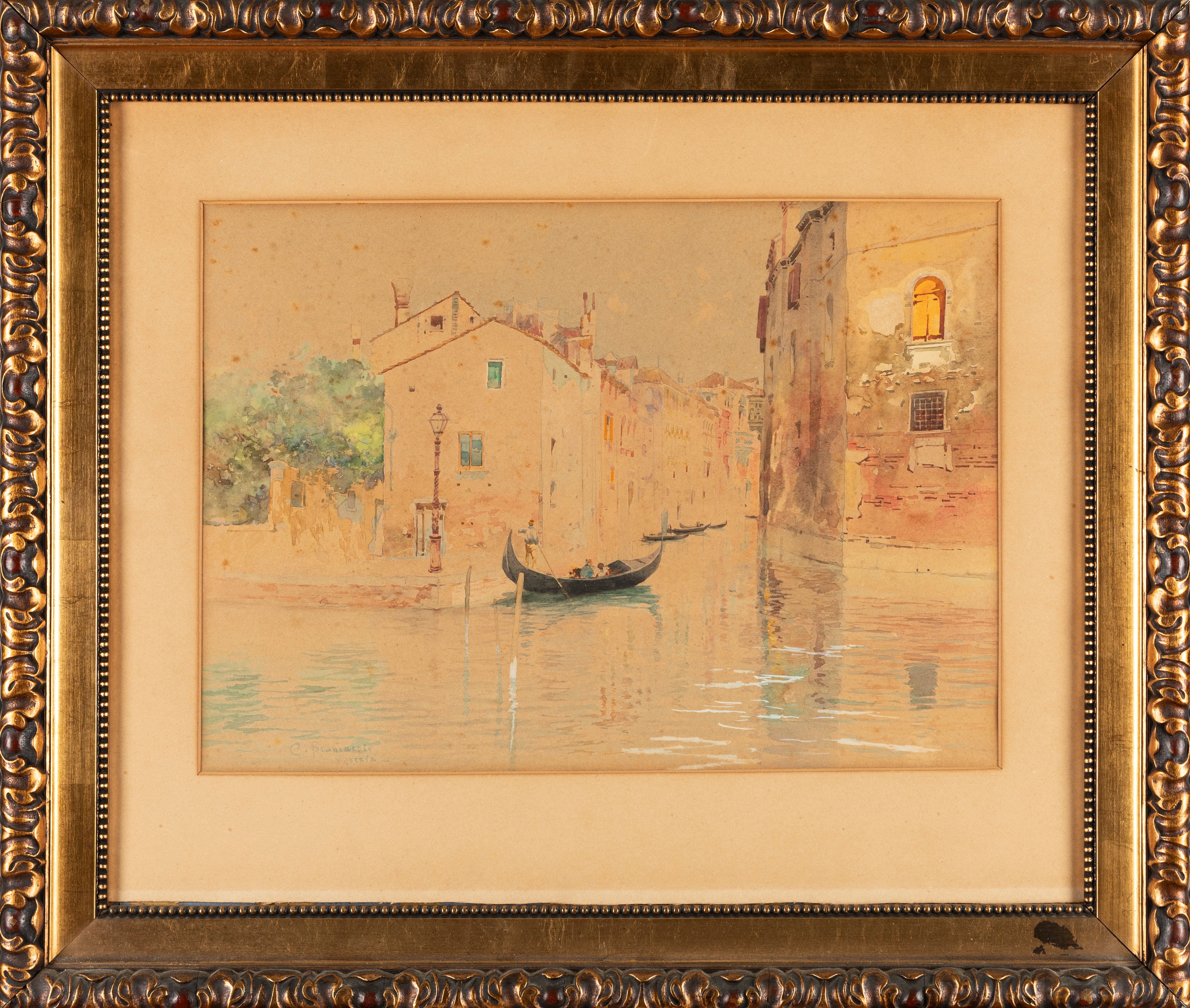 Carlo Brancaccio - Canale veneziano, acquerello su carta