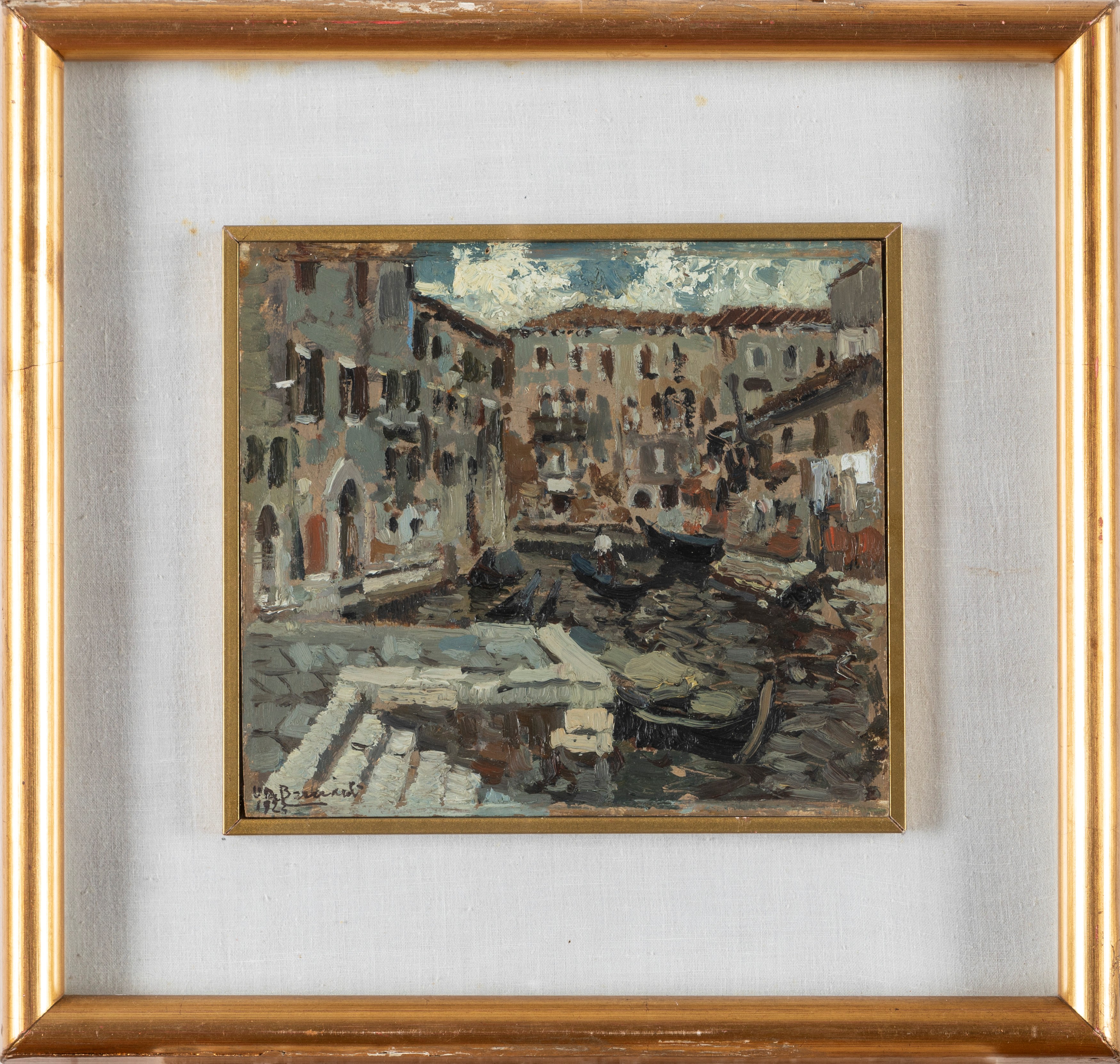 Domenico De Bernardi - A Venezia, olio su compensato