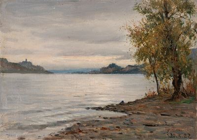 Verso Angera, olio su cartoncino