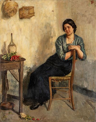 In cucina, olio su tela