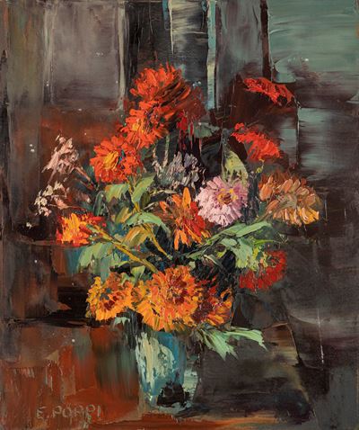 Vaso di fiori, olio su tela
