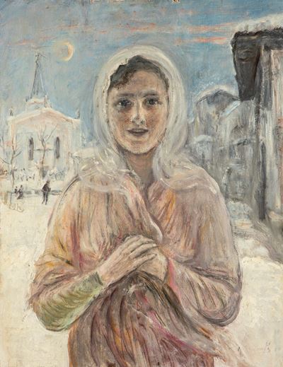 Ragazza di paese, olio su compensato