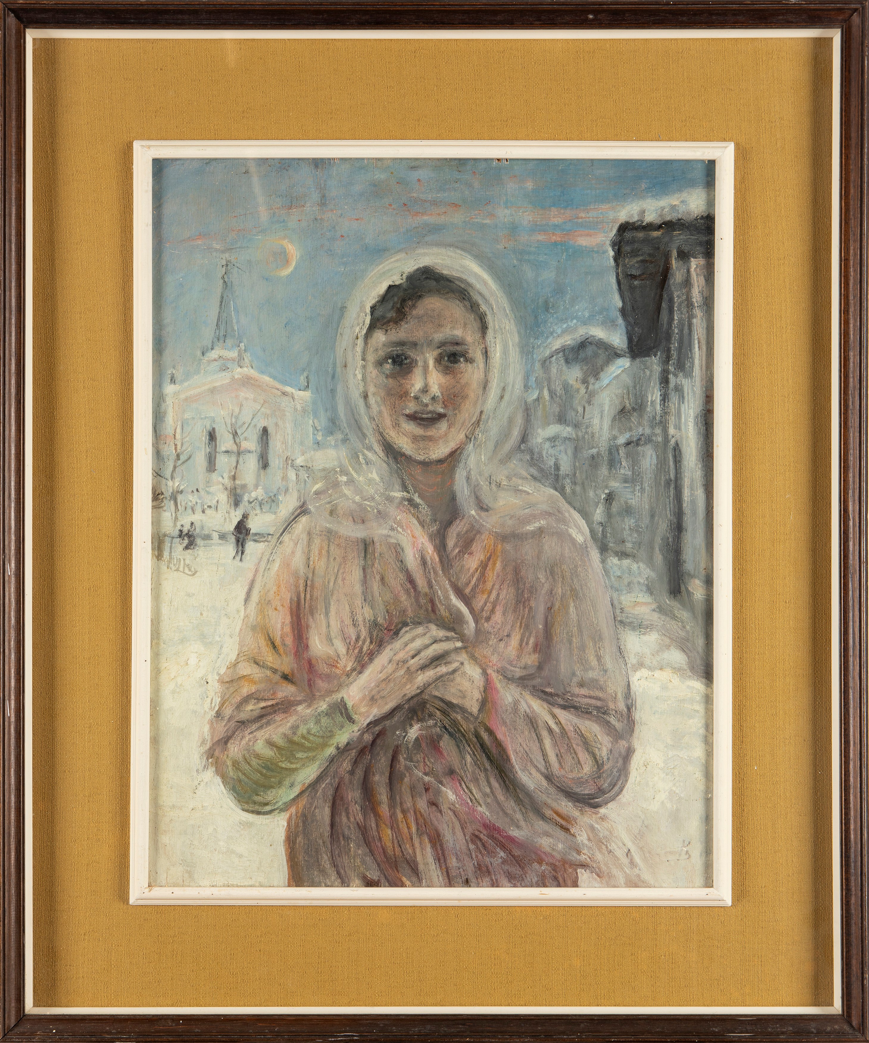 Natale Morzenti - Ragazza di paese, olio su compensato