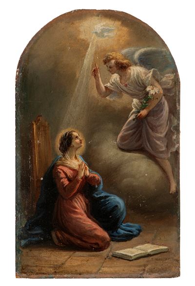 Annunciazione, olio su cartone