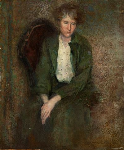 Figura femminile, olio su cartone