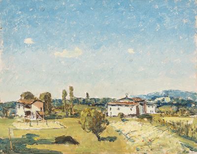 Campagna varesina d'estate, olio su compensato