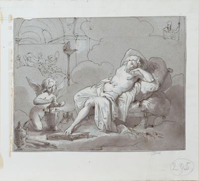 Amore e Psiche, penna, inchiostro bruno, acquerello e biacca su carta