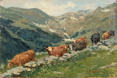 Alto pascolo, olio su tela