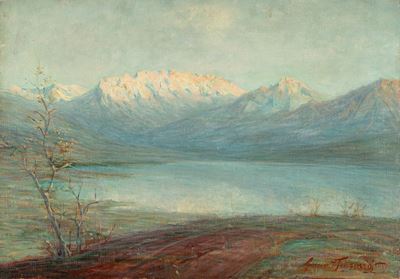 Resegone dal Lago di Annone, olio su tela