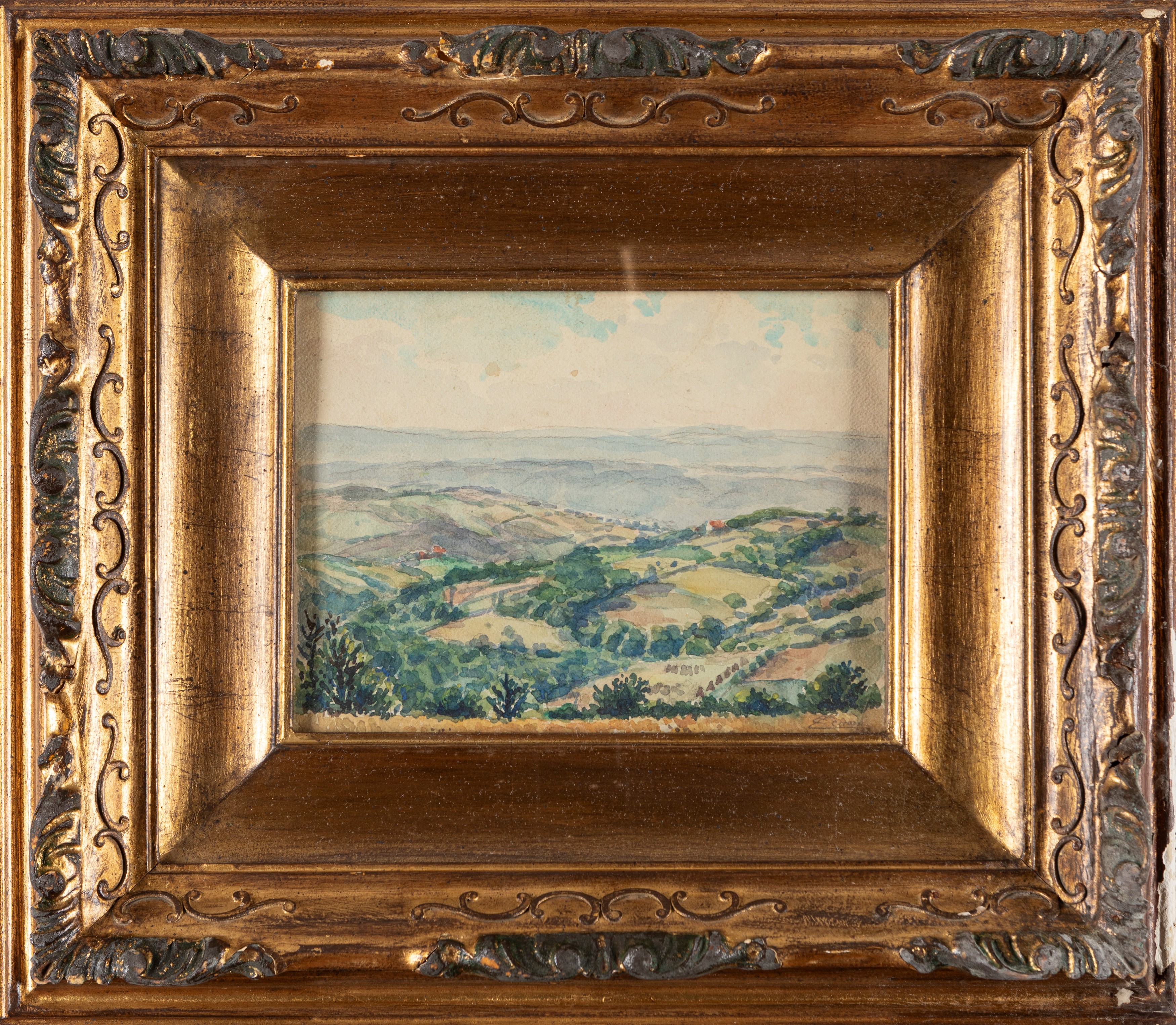 Eugenio Cecconi - Colline toscane, acquerello su carta