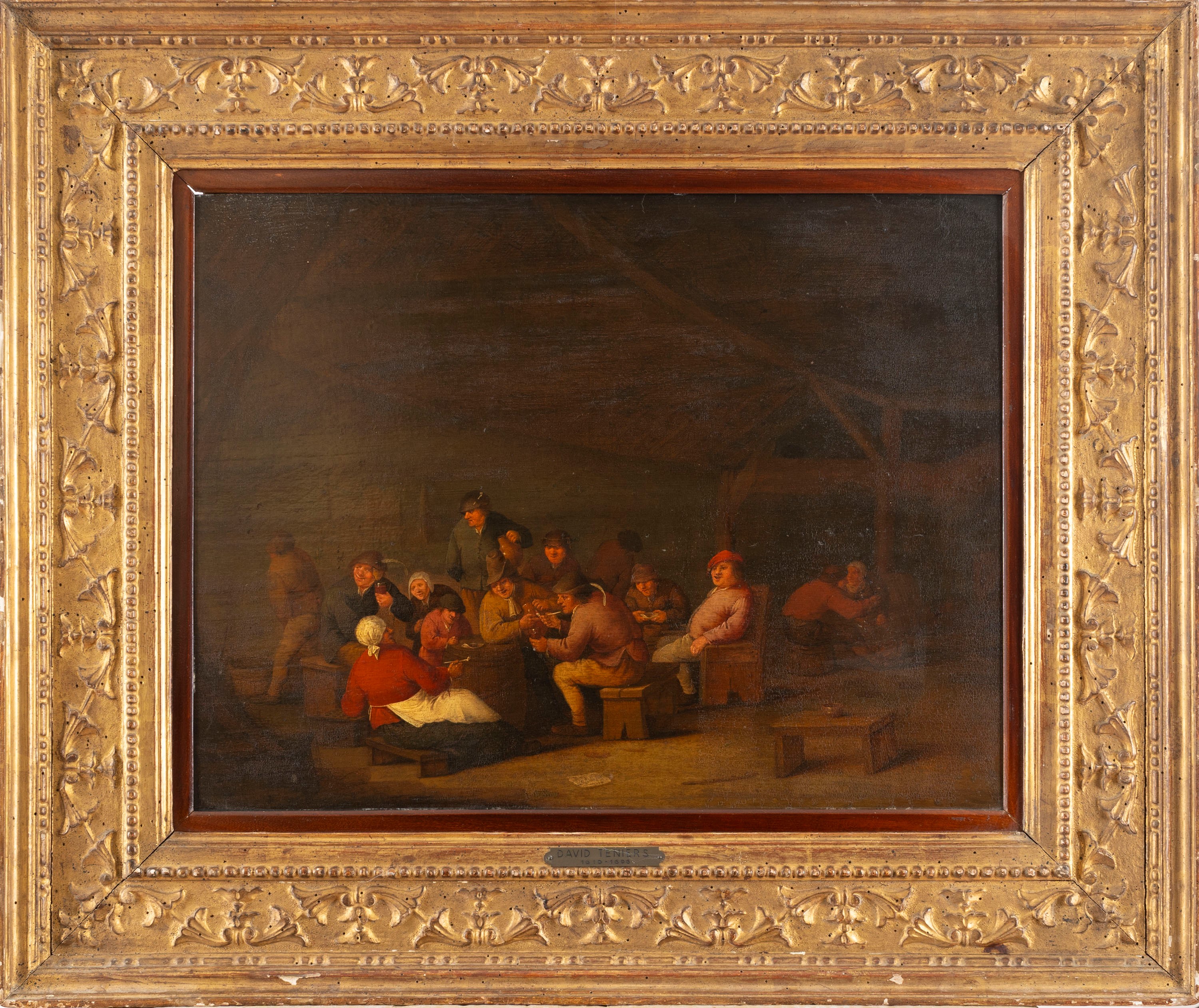Ambito di David Teniers II (anversa, 1610 - Bruxelles 1690) - Scena di vita popolare in un intern...
