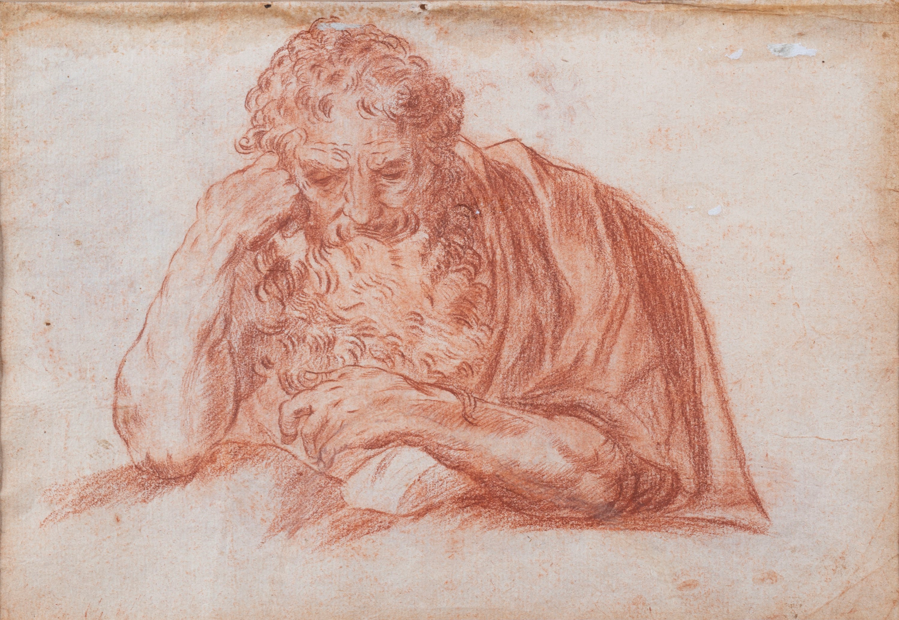 Scuola Italiana, Secolo XVII - Autore sconosciuto, Studio di Angelo e Studio di Santo (sanguigna ...