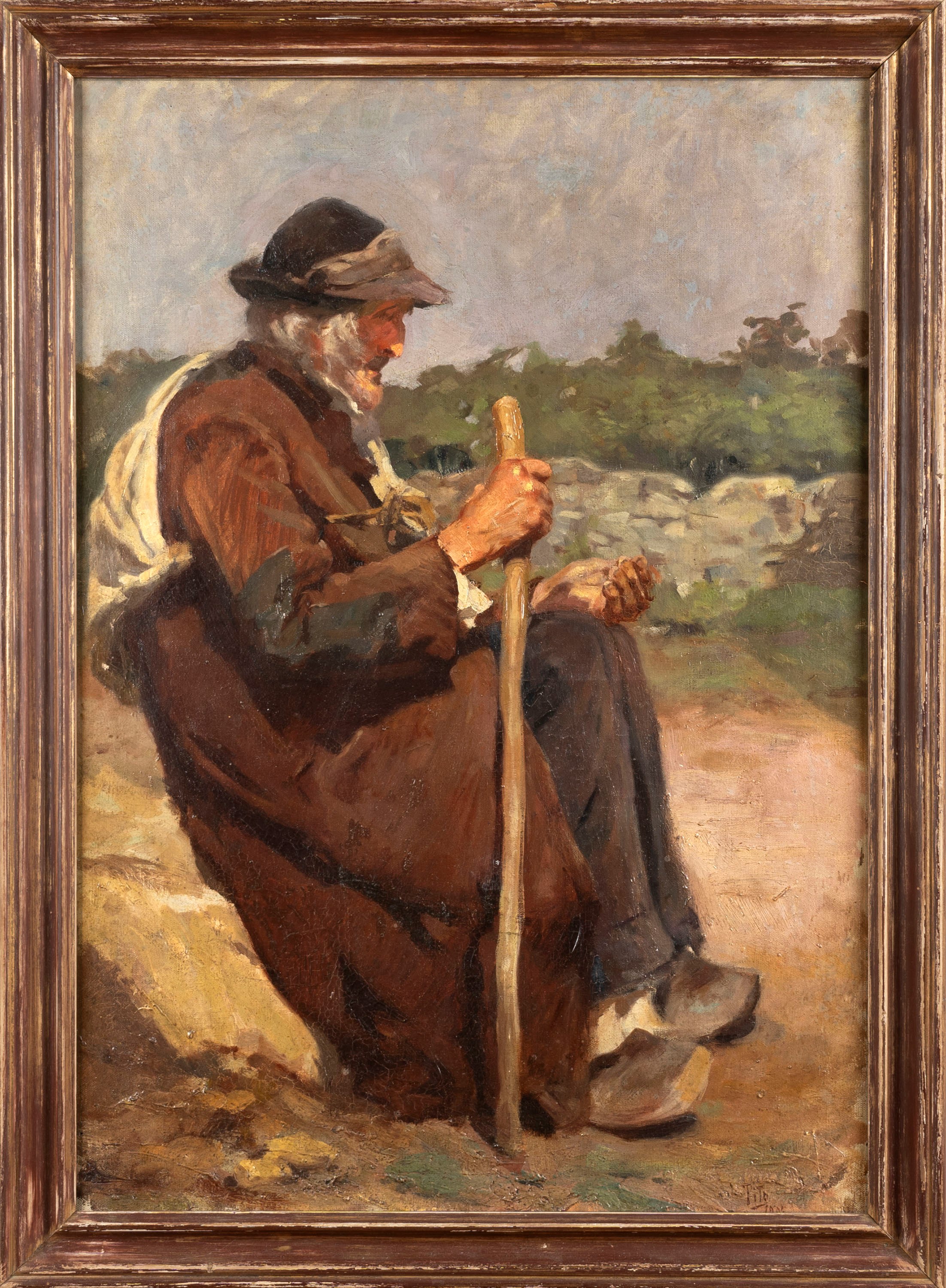 Scuola Italiana, Inizi Secolo XX - Paesaggio con Pastore Seduto