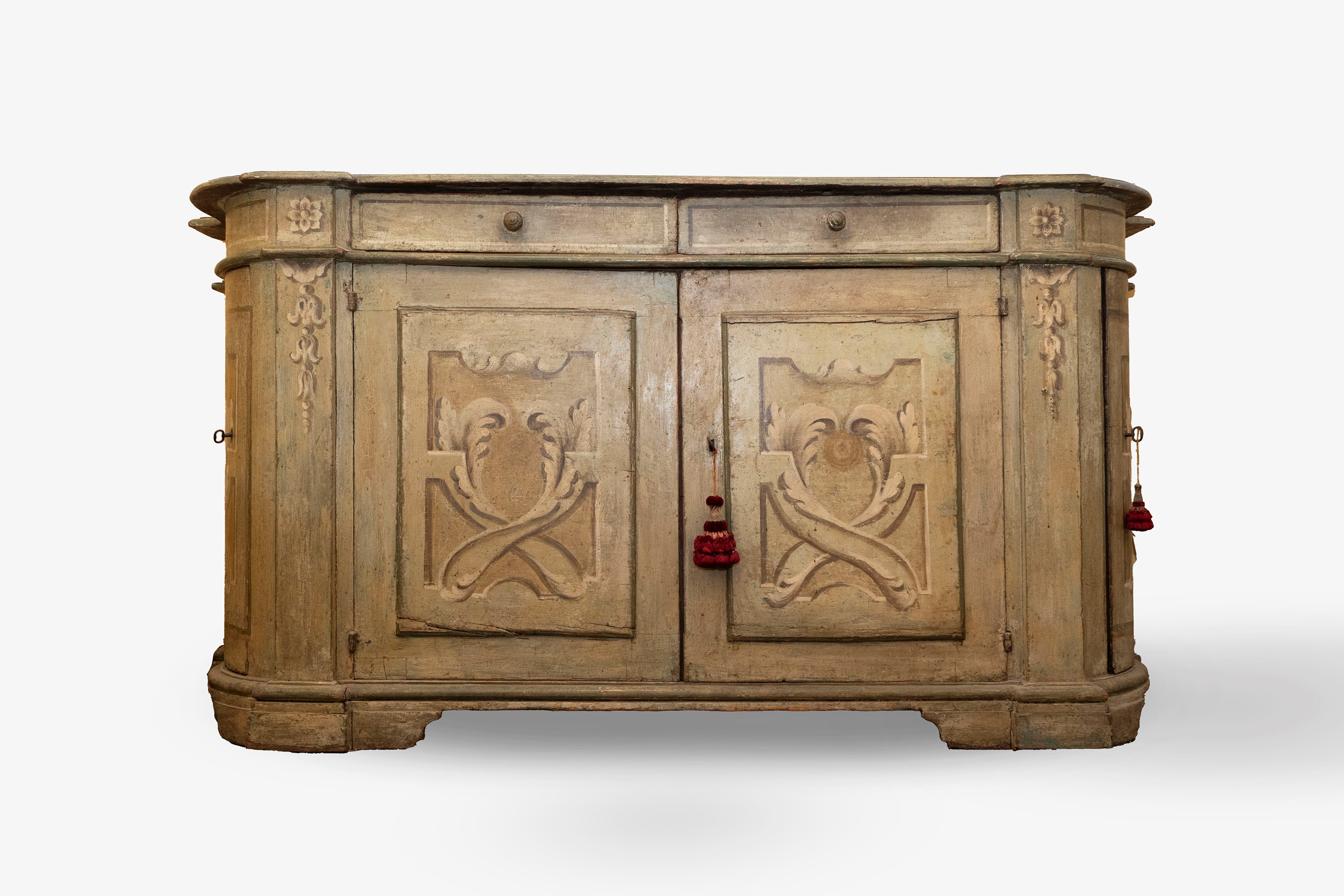 Credenza in Legno Laccato Verde, Secolo XVIII