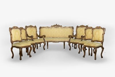 Salotto Composto da Due Poltrone, un Divano e Quattro Sedie, Secolo XIX