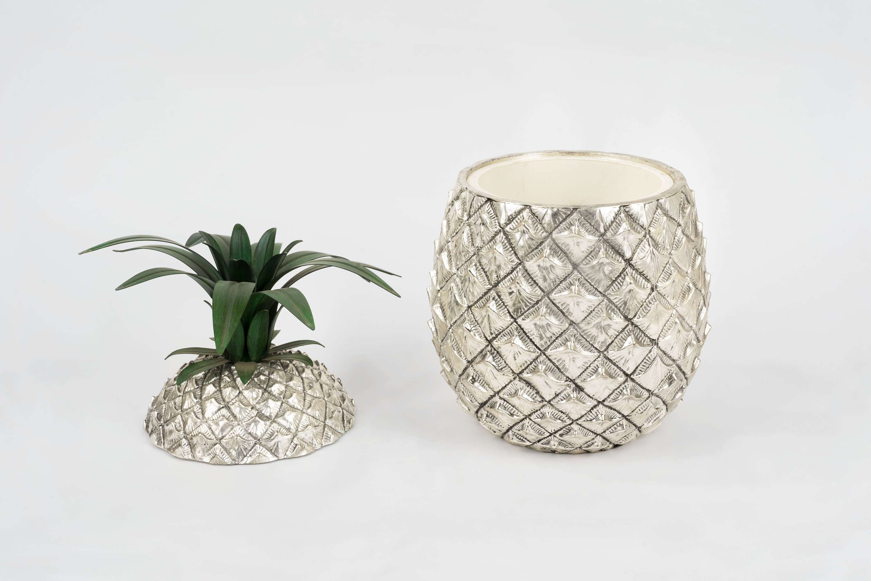 Secchiello da Ghiaccio in Metallo Argentato a Forma di Ananas, Mauro Manetti Firenze