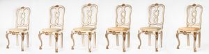 Six carved, lacquered and gilded wooden chairs, Venice, 18th century