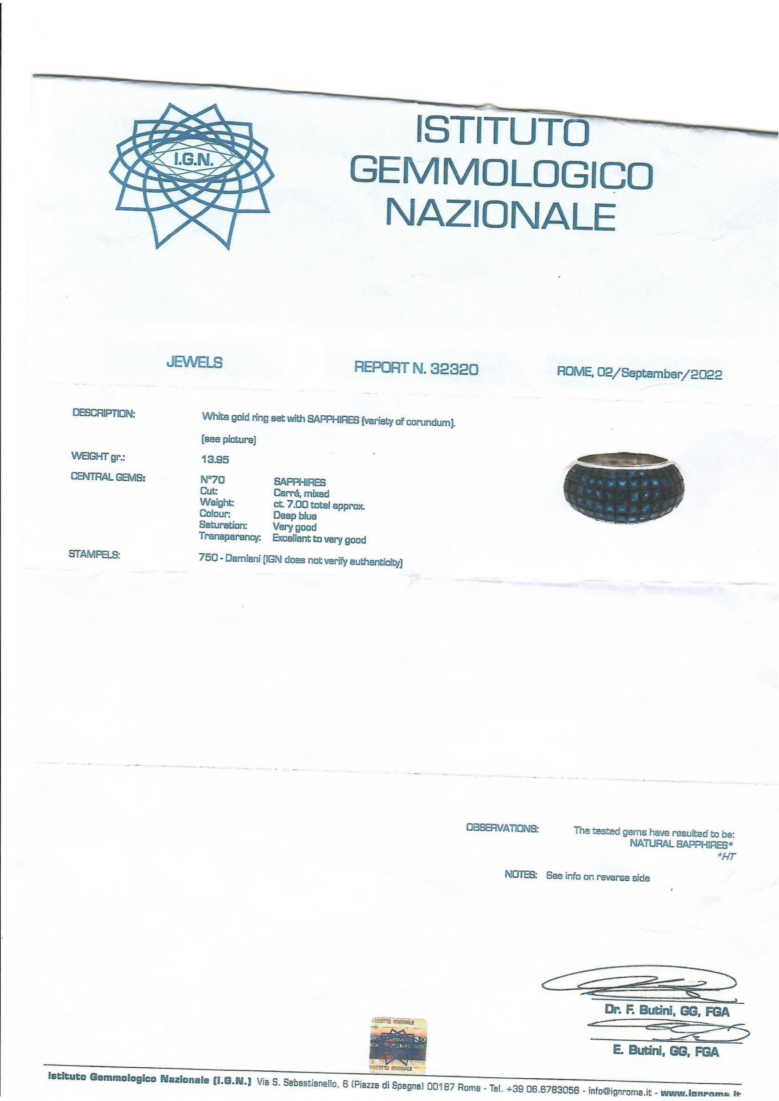Damiani - Anello con zaffiri in oro bianco 18k