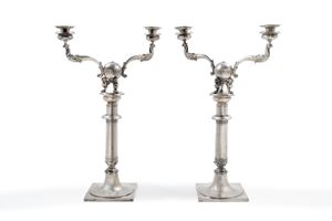 Pair of silver candelabra