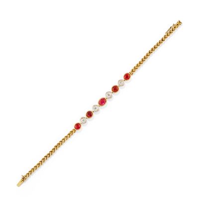 Bracciale in oro giallo 18k con rubini e diamanti