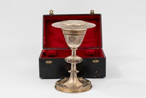  - Large silver chalice with saucer, France, late 19th century