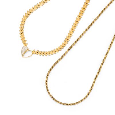 Due collane, oro bicolore 14k