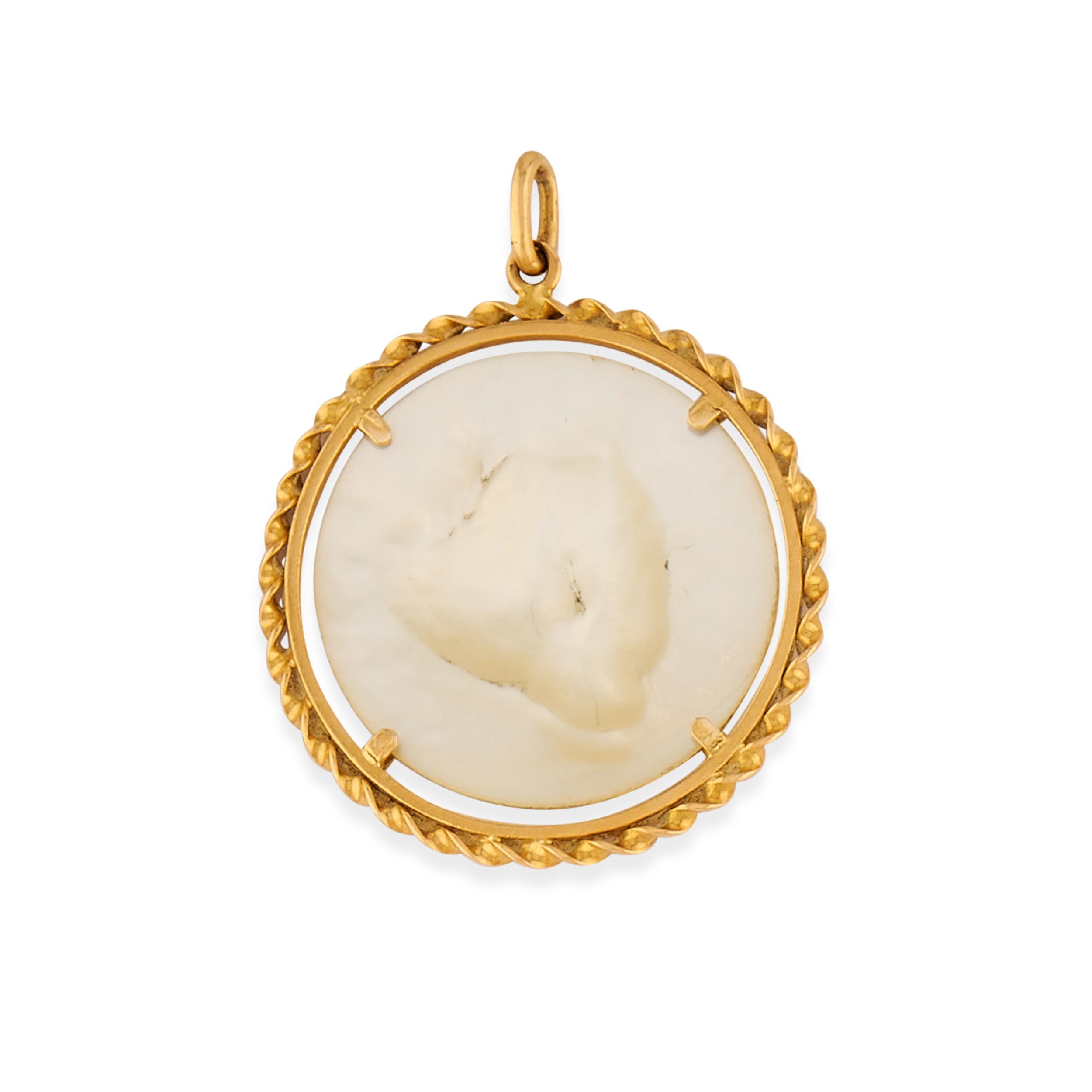 Pendente in oro giallo 18k con elementi in madreperla, lapislazzuli e diamante