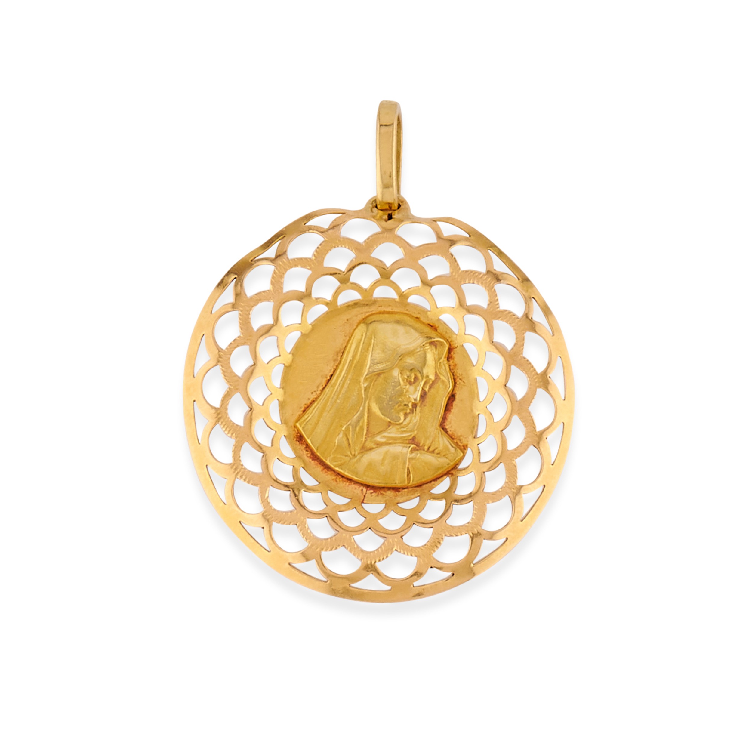 Pendente in oro giallo 18k con elementi in madreperla, lapislazzuli e diamante