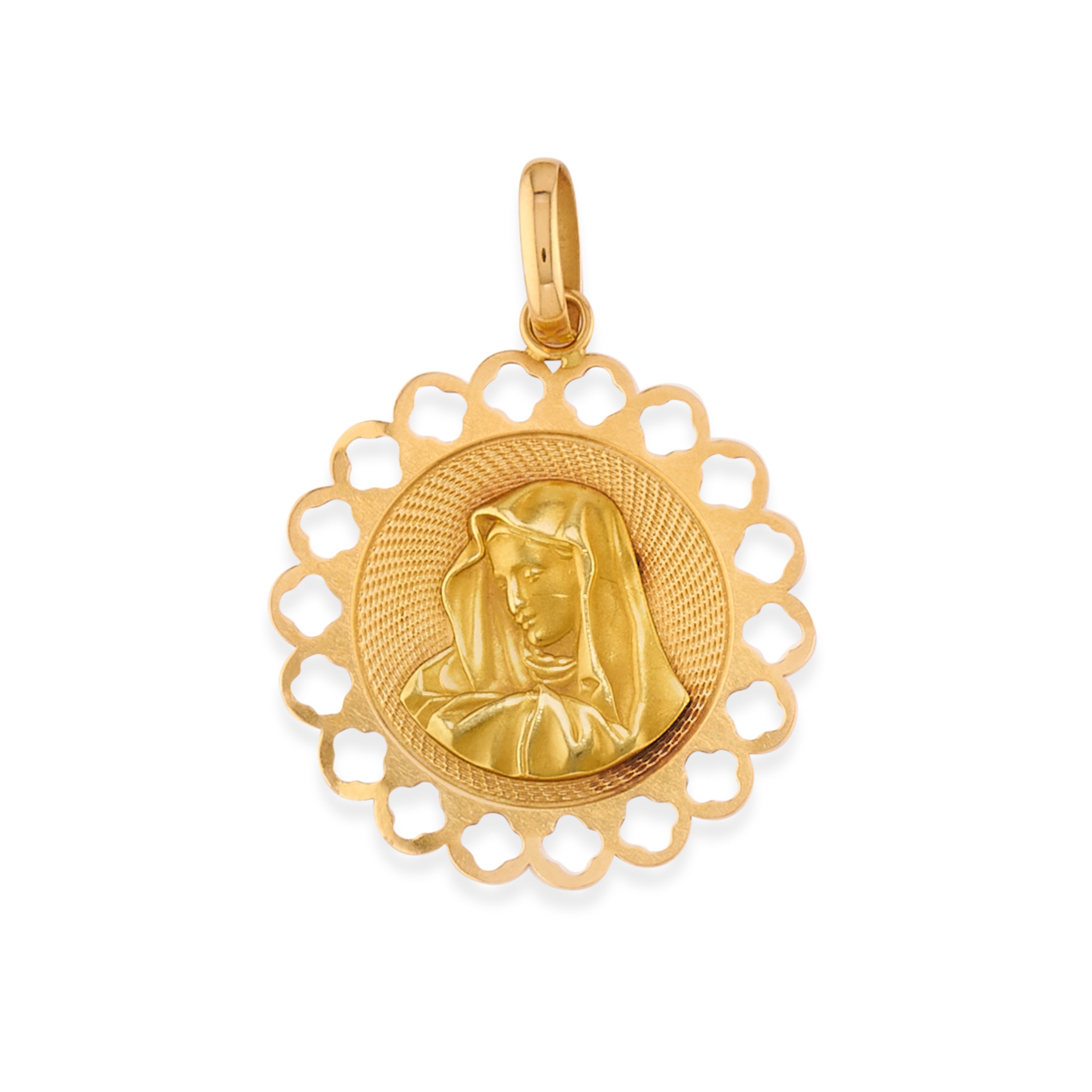 Pendente in oro giallo 18k con elementi in madreperla, lapislazzuli e diamante
