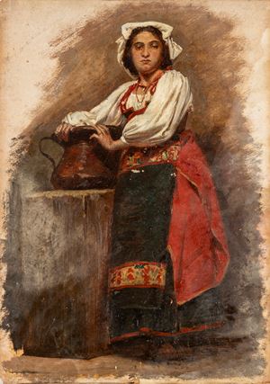 Attribuito a Enrico Bartolomei (Foligno 1815-Roma 1901) - Ciociara