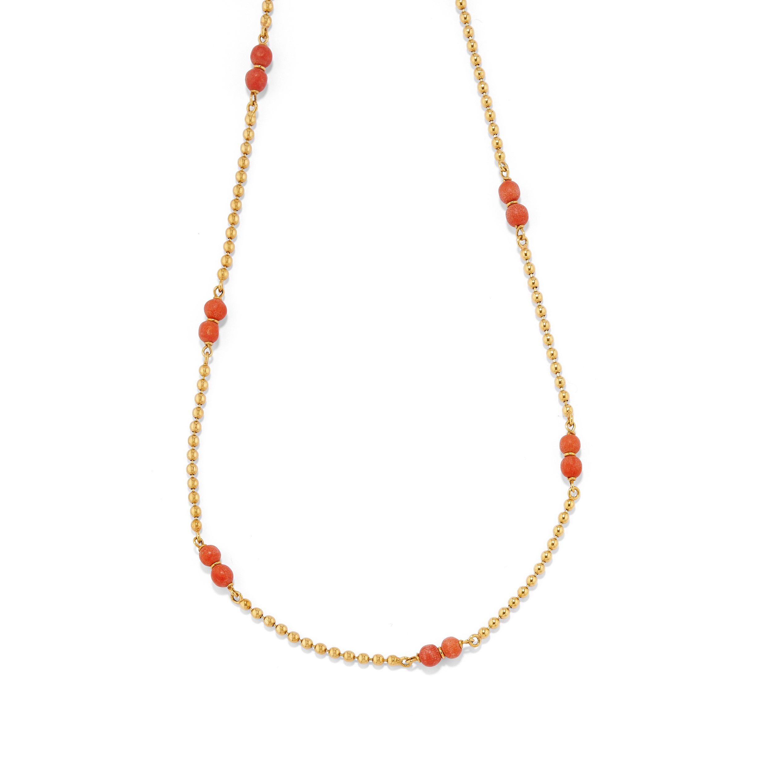 Collezione di gioielli in oro giallo 18k con corallo e pietre sintetiche