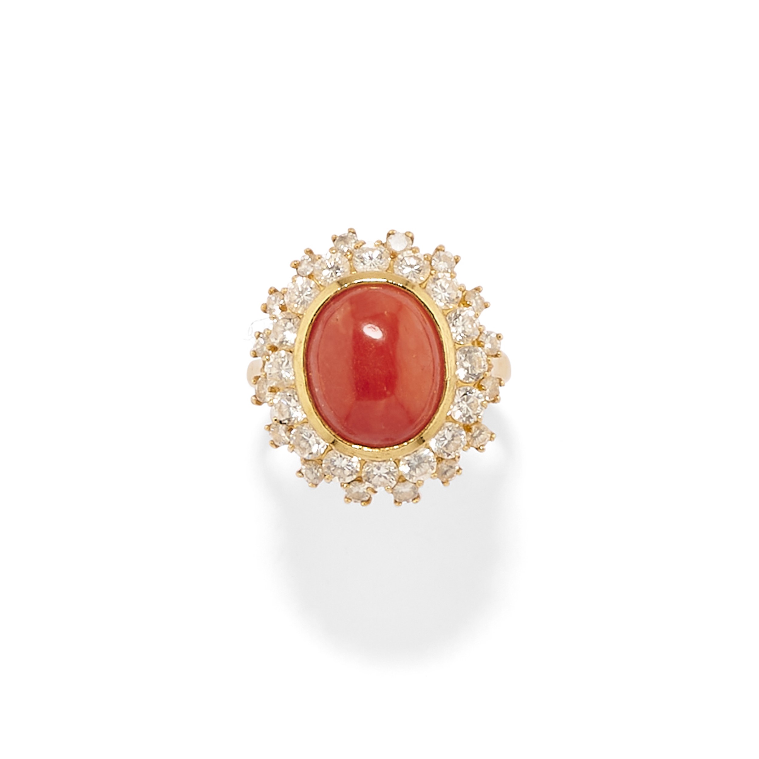 Collezione di gioielli in oro giallo 18k con corallo e pietre sintetiche