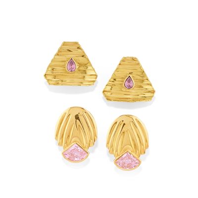 Orecchini in oro giallo 18k con pietre di colore